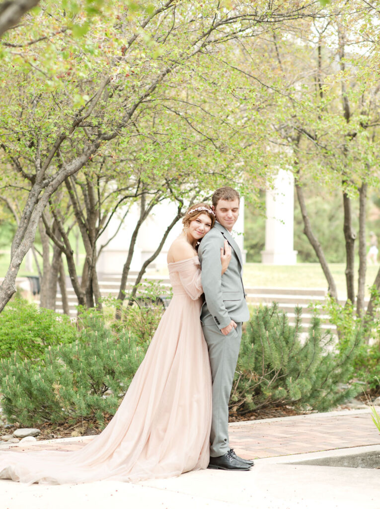 Denver couple with romantic wedding style in Denver