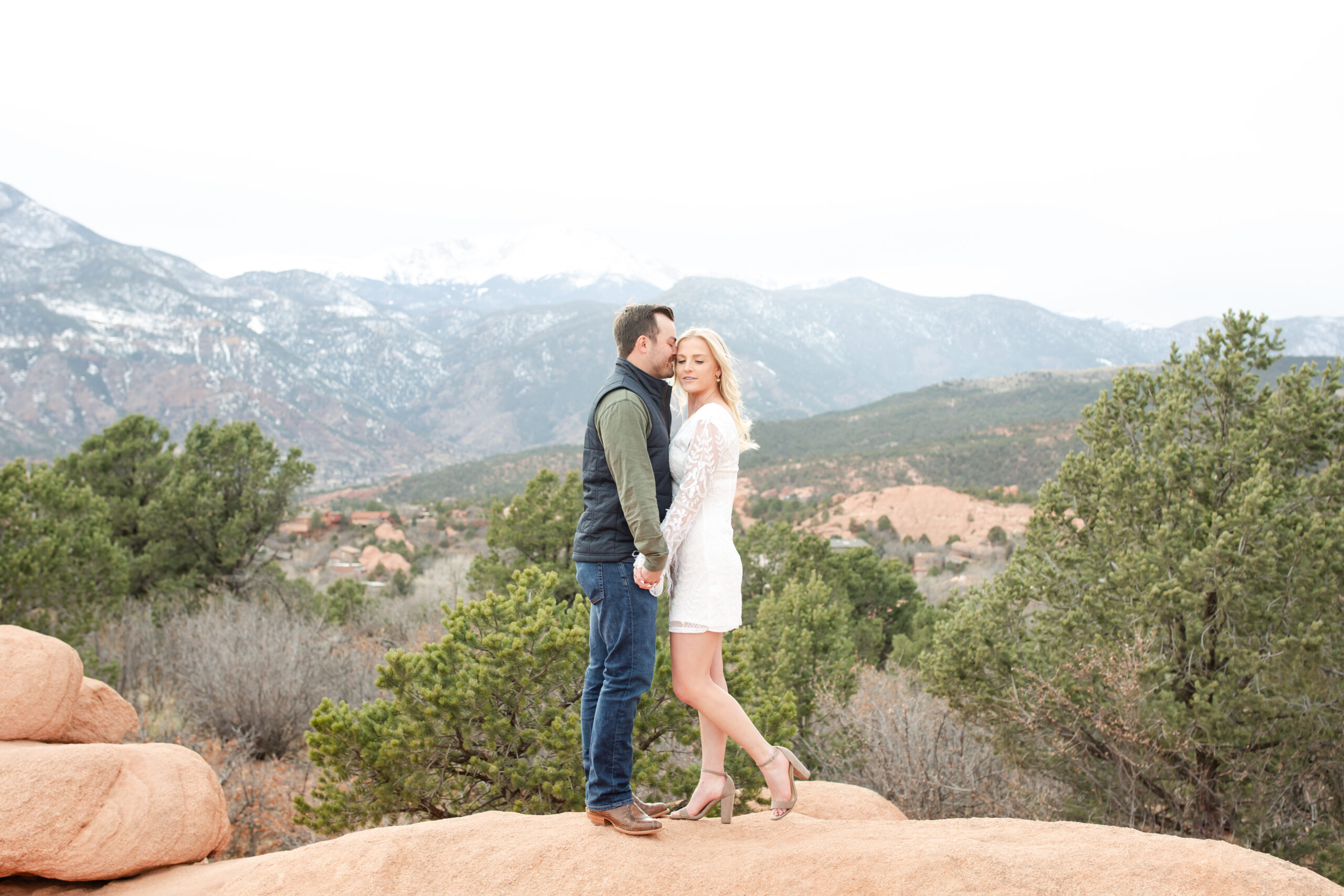 an engagement session in garden of the gods park